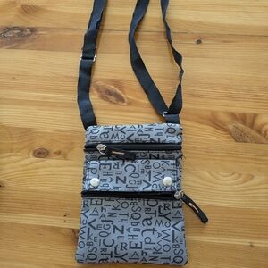 Gray Alphabet Print Crossbody Bag